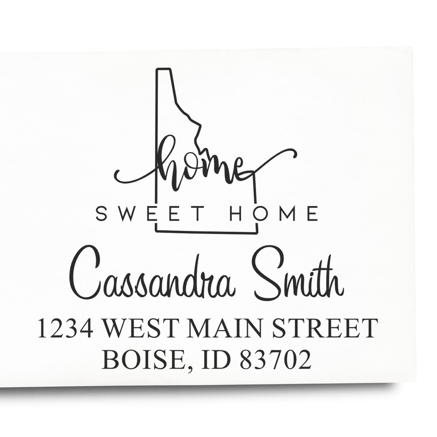 Wood Handle Home Sweet Home Idaho Personalized Mailing Rubber Stamp