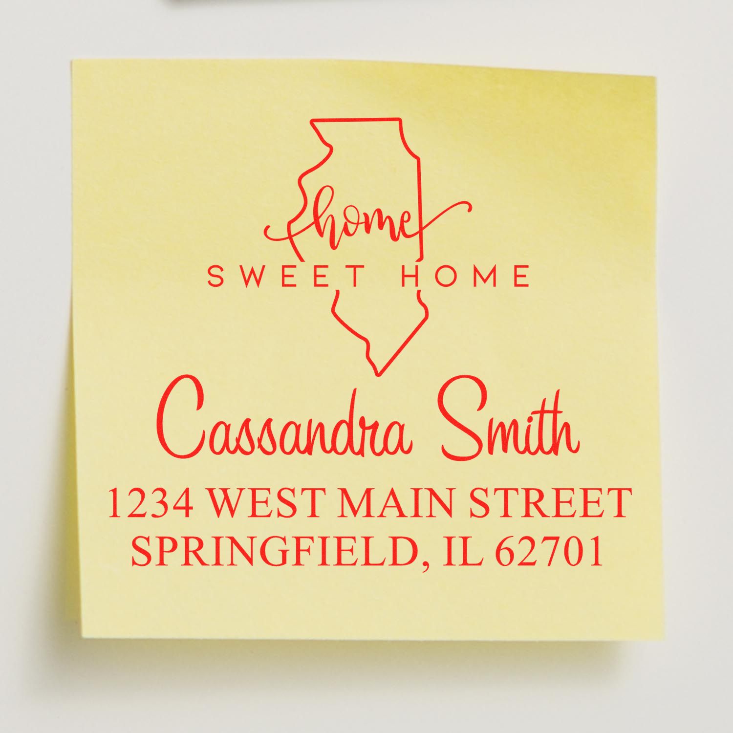 Wood Handle Home Sweet Home Illinois Personalized Mail Stamp