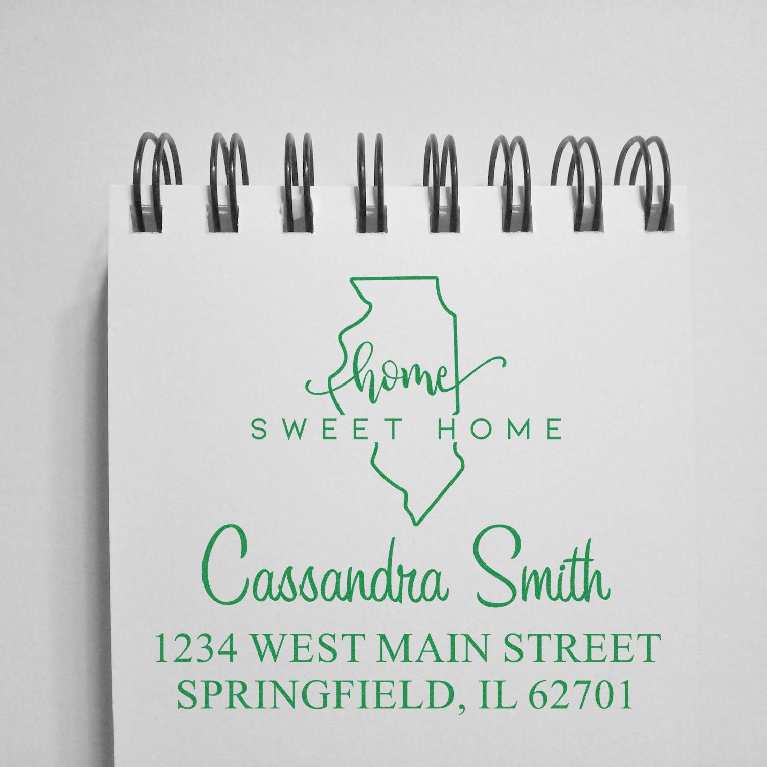 Wood Handle Home Sweet Home Illinois Personalized Mail Stamp