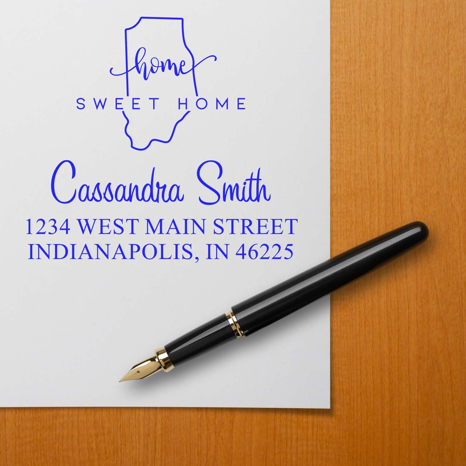 Self-Inking Home Sweet Home Indiana Personalized Address Return Stamp