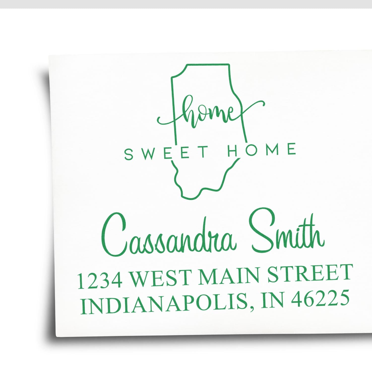 Wood Handle Home Sweet Home Indiana Personalized Mail Stamper