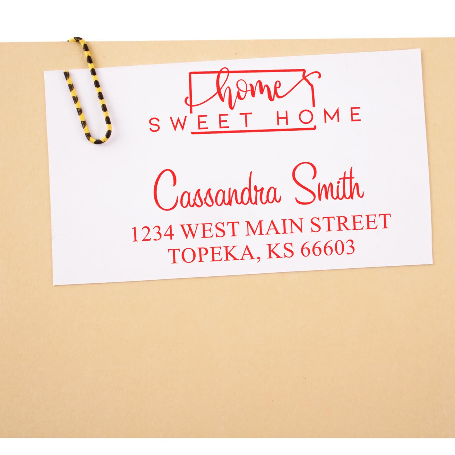 Wood Handle Home Sweet Home Kansas Personalized Home Address Stamp