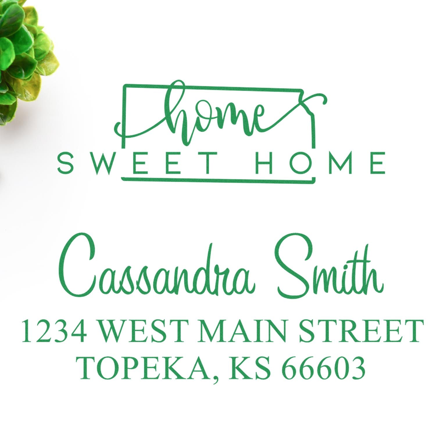 Wood Handle Home Sweet Home Kansas Personalized Home Address Stamp