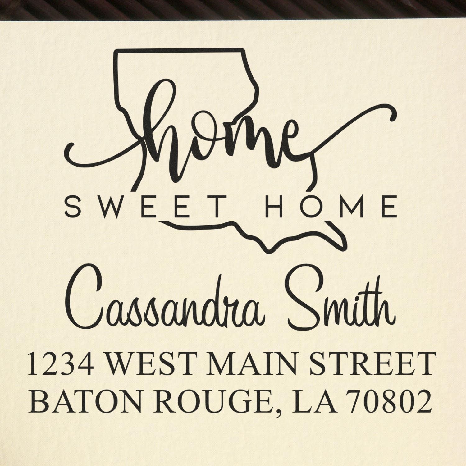 PSI Pre-Inked Home Sweet Home Louisiana Personalized Home Address for Envelopes Stamp