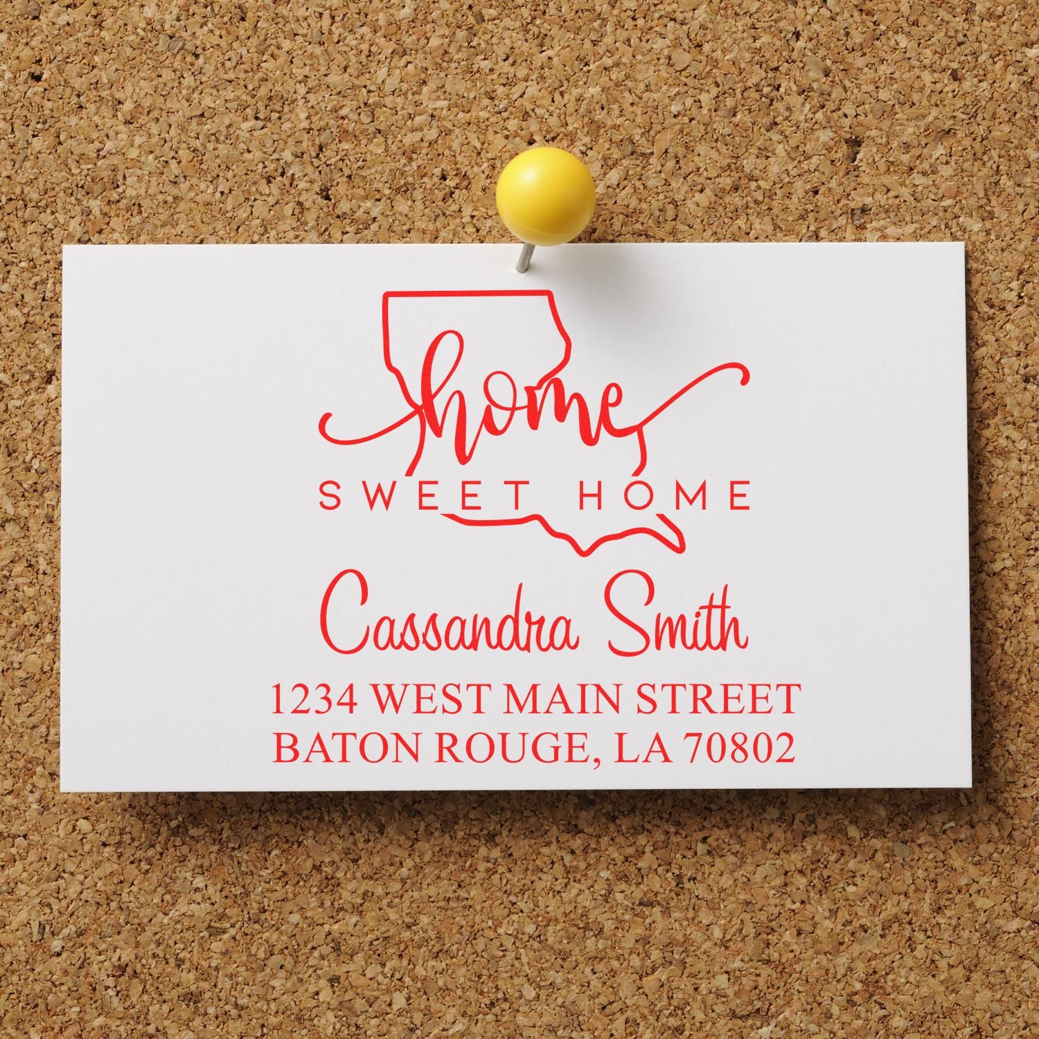 Slim Home Sweet Home Louisiana Custom Address Pre-Inked Stamp