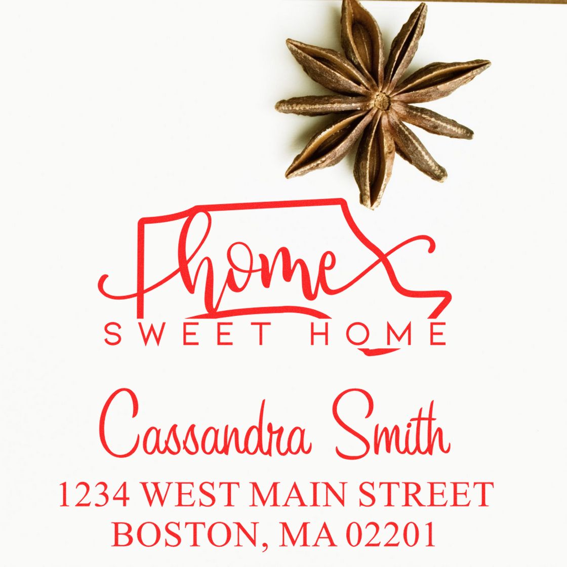 PSI Pre-Inked Home Sweet Home Massachusetts Personalized Address Label Stamp