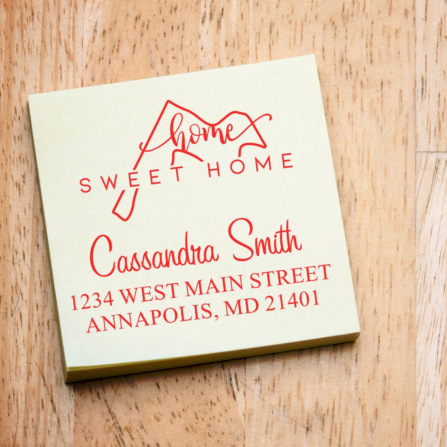 Wood Handle Home Sweet Home Maryland Personalized New Home Address Stamper