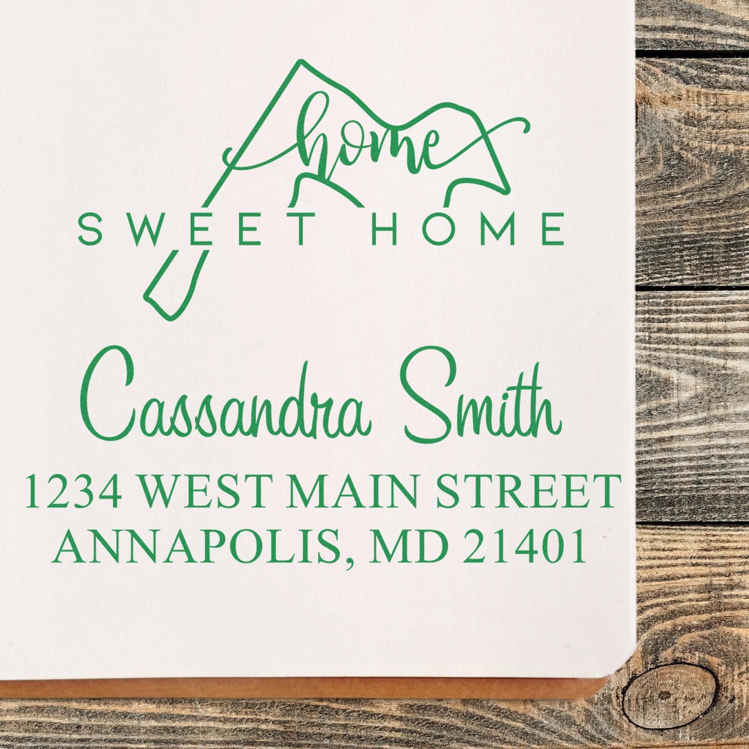 Wood Handle Home Sweet Home Maryland Personalized New Home Address Stamper