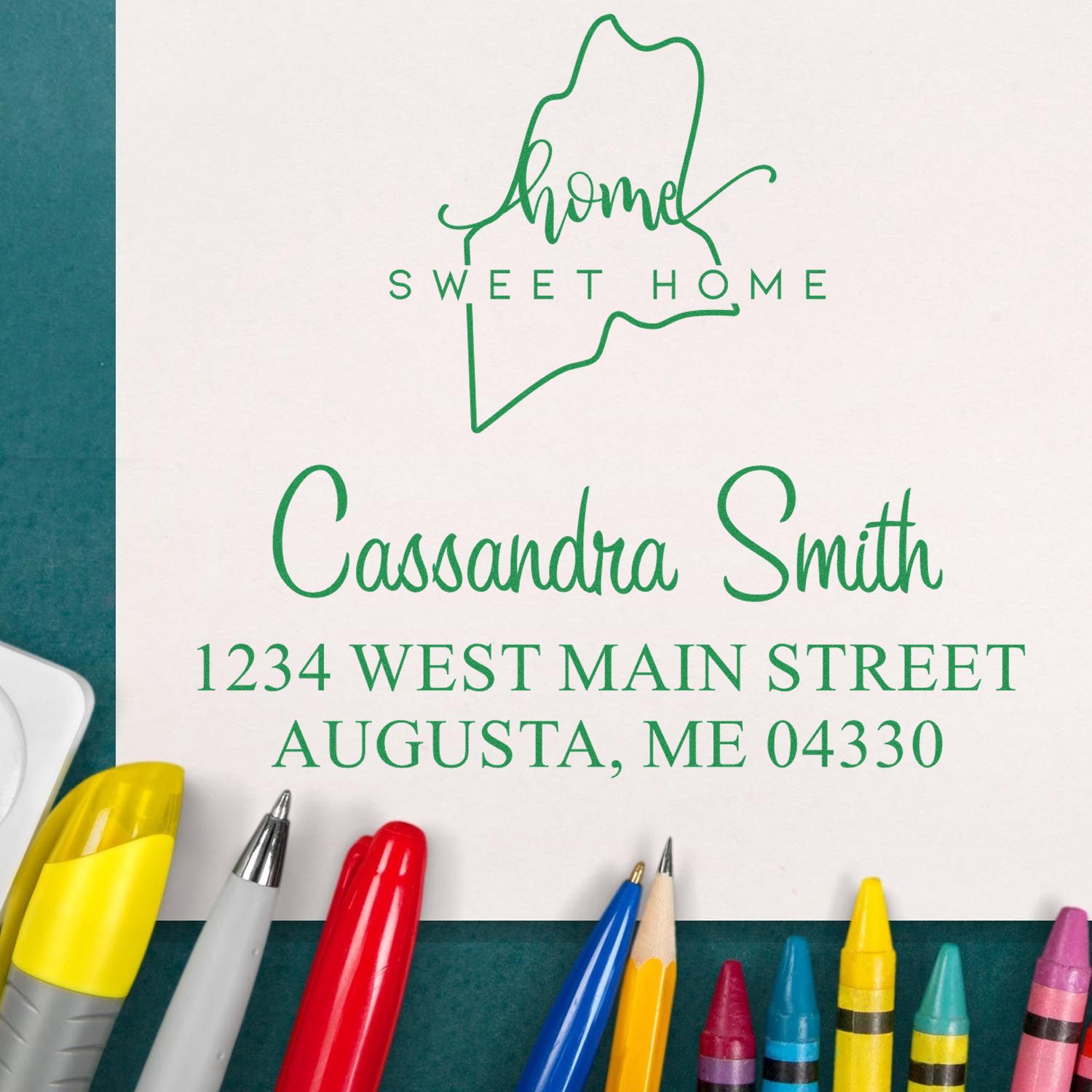 PSI Pre-Inked Home Sweet Home Maine Personalized Home Address for Envelopes Stamper