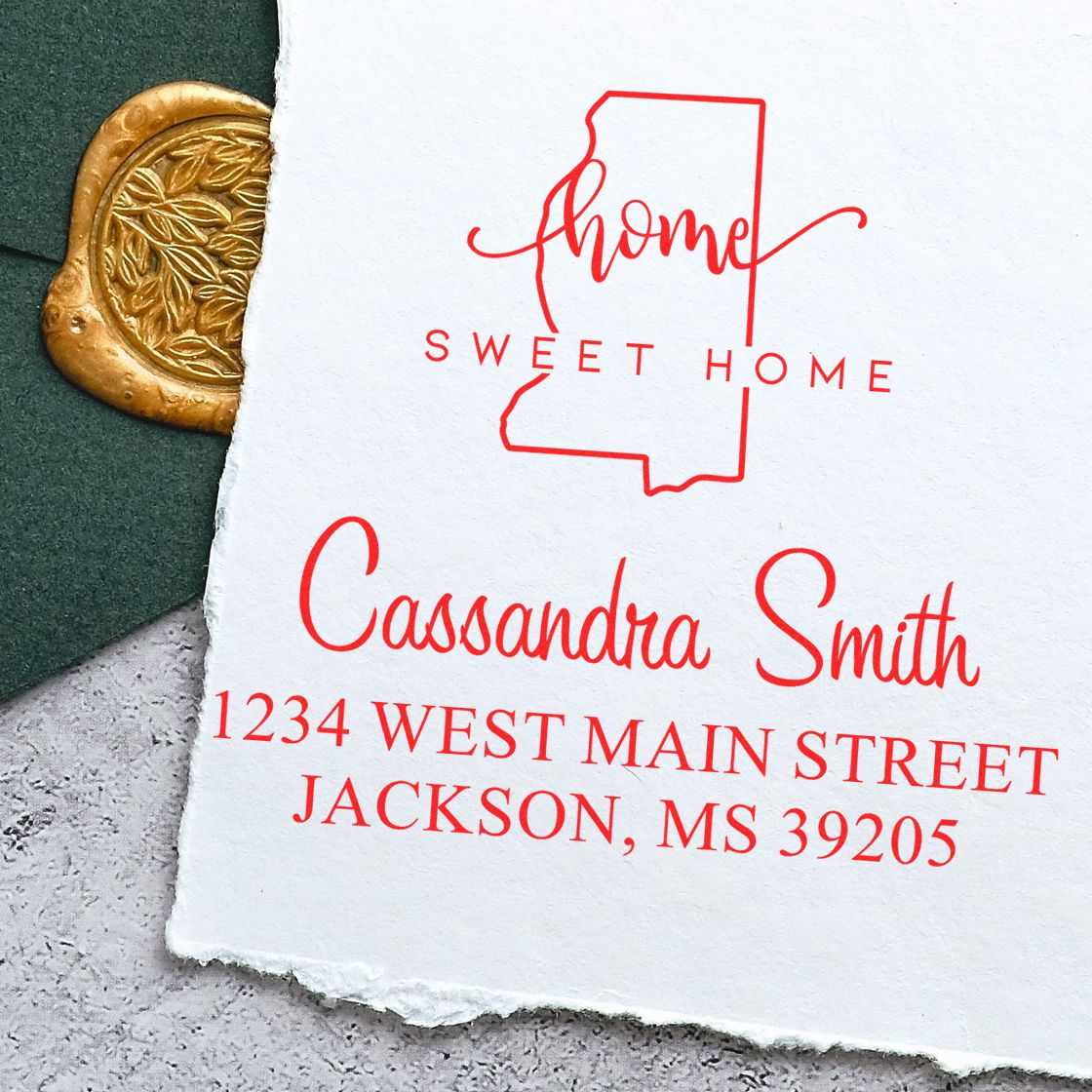 Slim Home Sweet Home Mississippi Custom Name and Address Pre-Inked Stamp