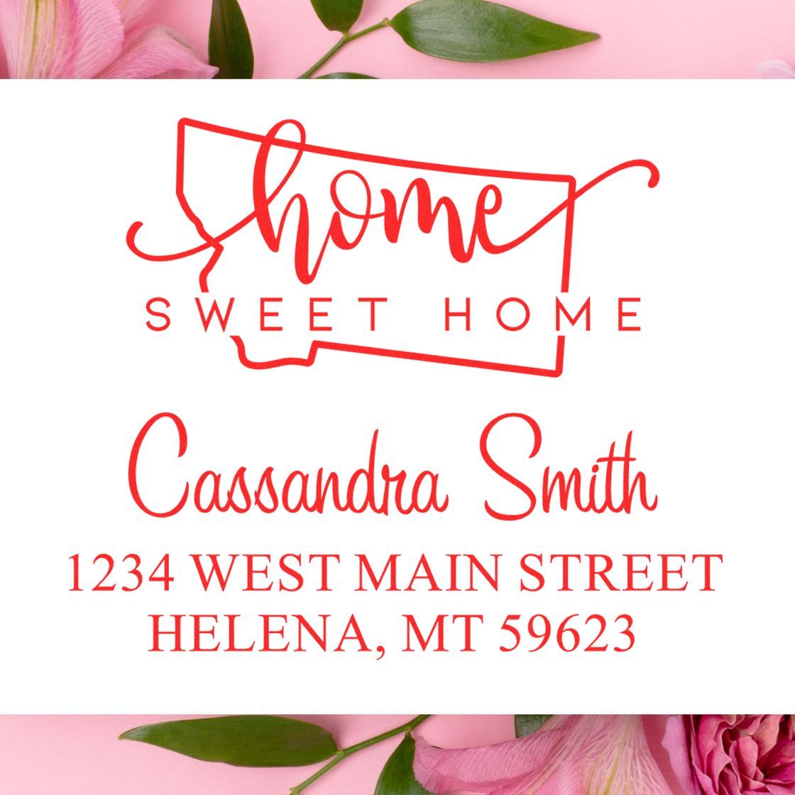 Self-Inking Home Sweet Home Montana Personalized Home Address for Envelopes Stamp