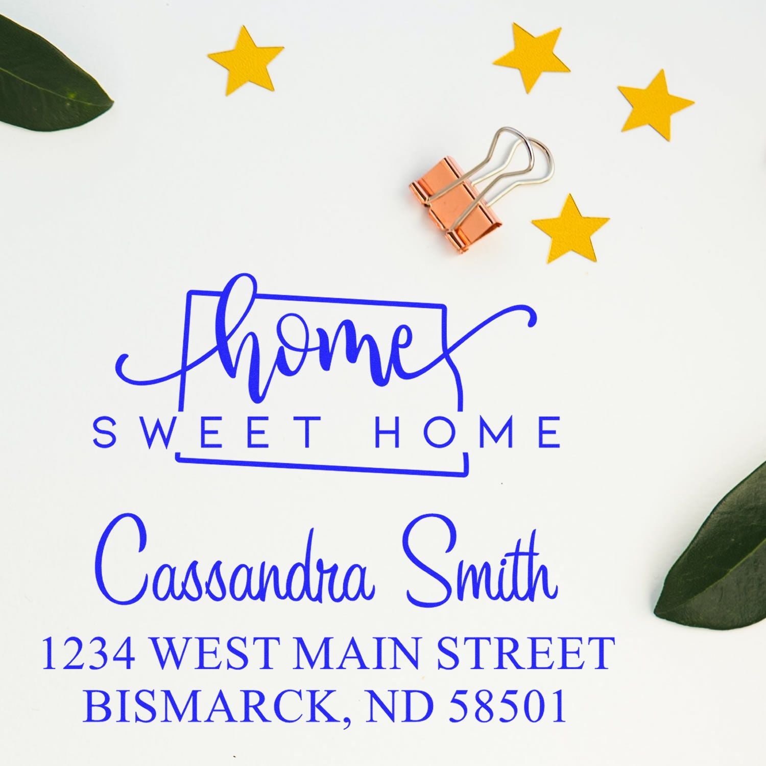 PSI Pre-Inked Home Sweet Home North Dakota Custom Mailing Stamper