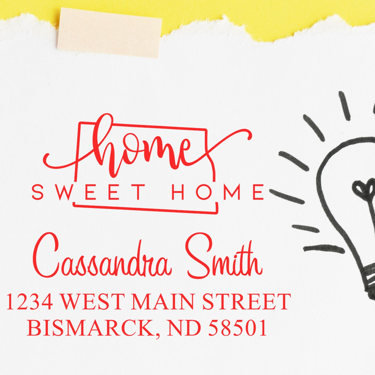 Self-Inking Home Sweet Home North Dakota Custom Address Rubber Stamp