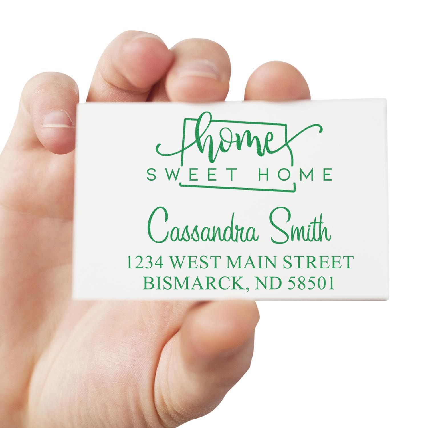 Wood Handle Home Sweet Home North Dakota Personalized Home Address for Envelopes Stamp