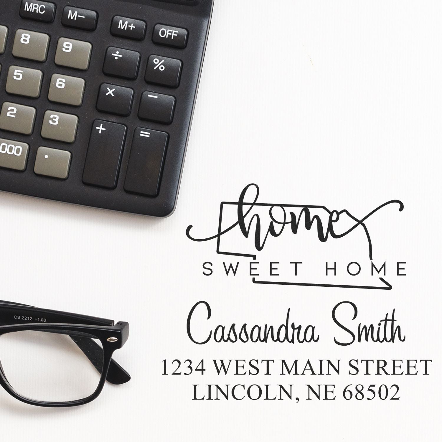 Slim Home Sweet Home Nebraska Custom Mailing Pre-Inked Stamp