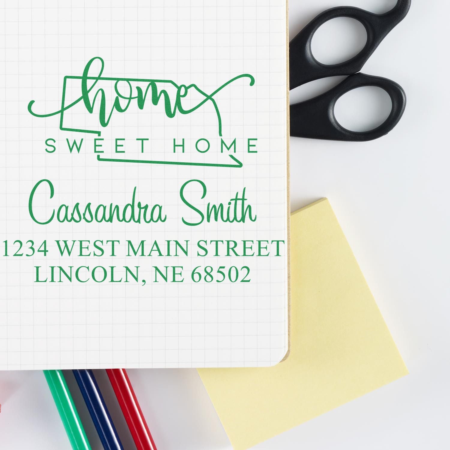 Self-Inking Home Sweet Home Nebraska Personalized Home Address for Envelopes Stamper