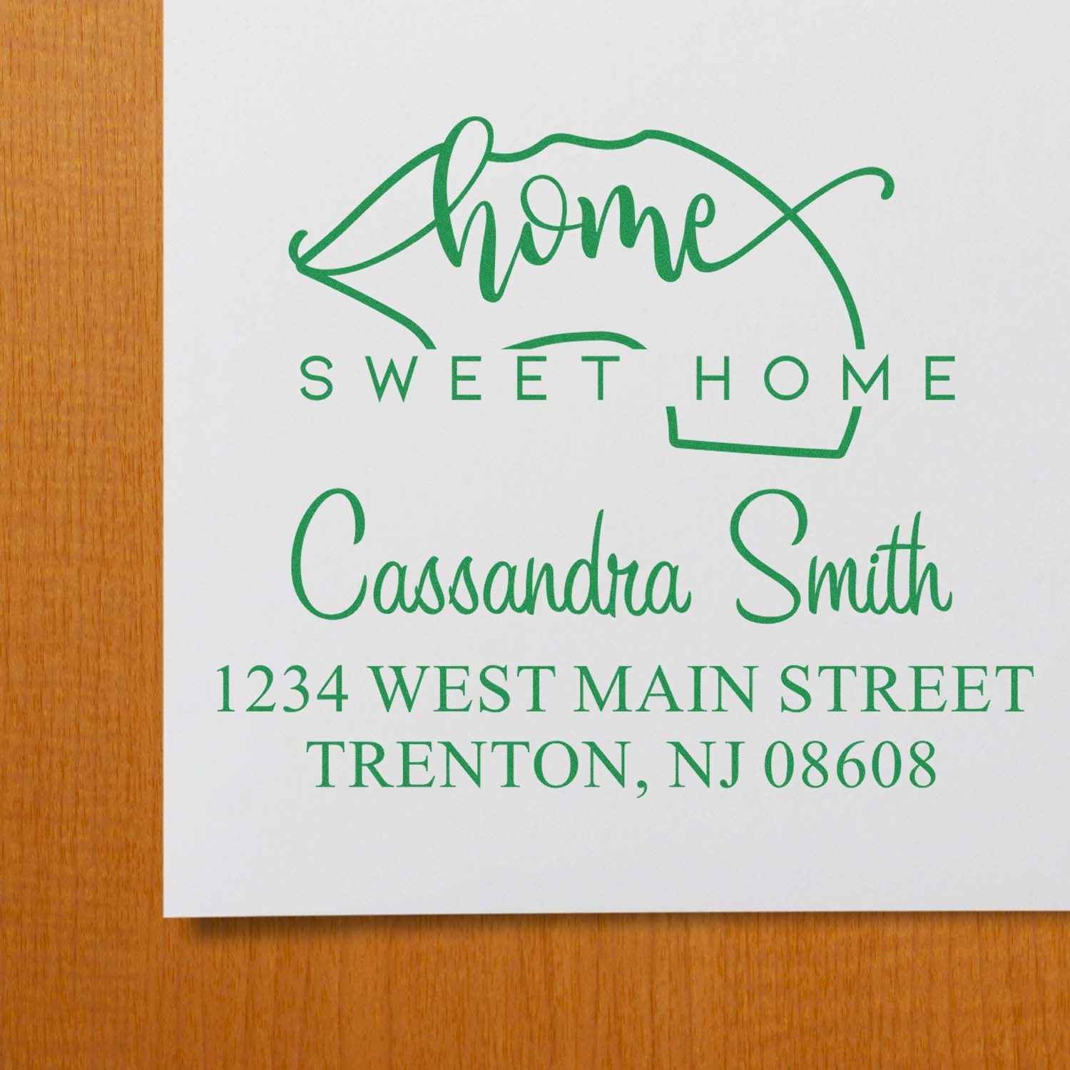 Wood Handle Home Sweet Home New Jersey Personalized Mail Address Rubber Stamp