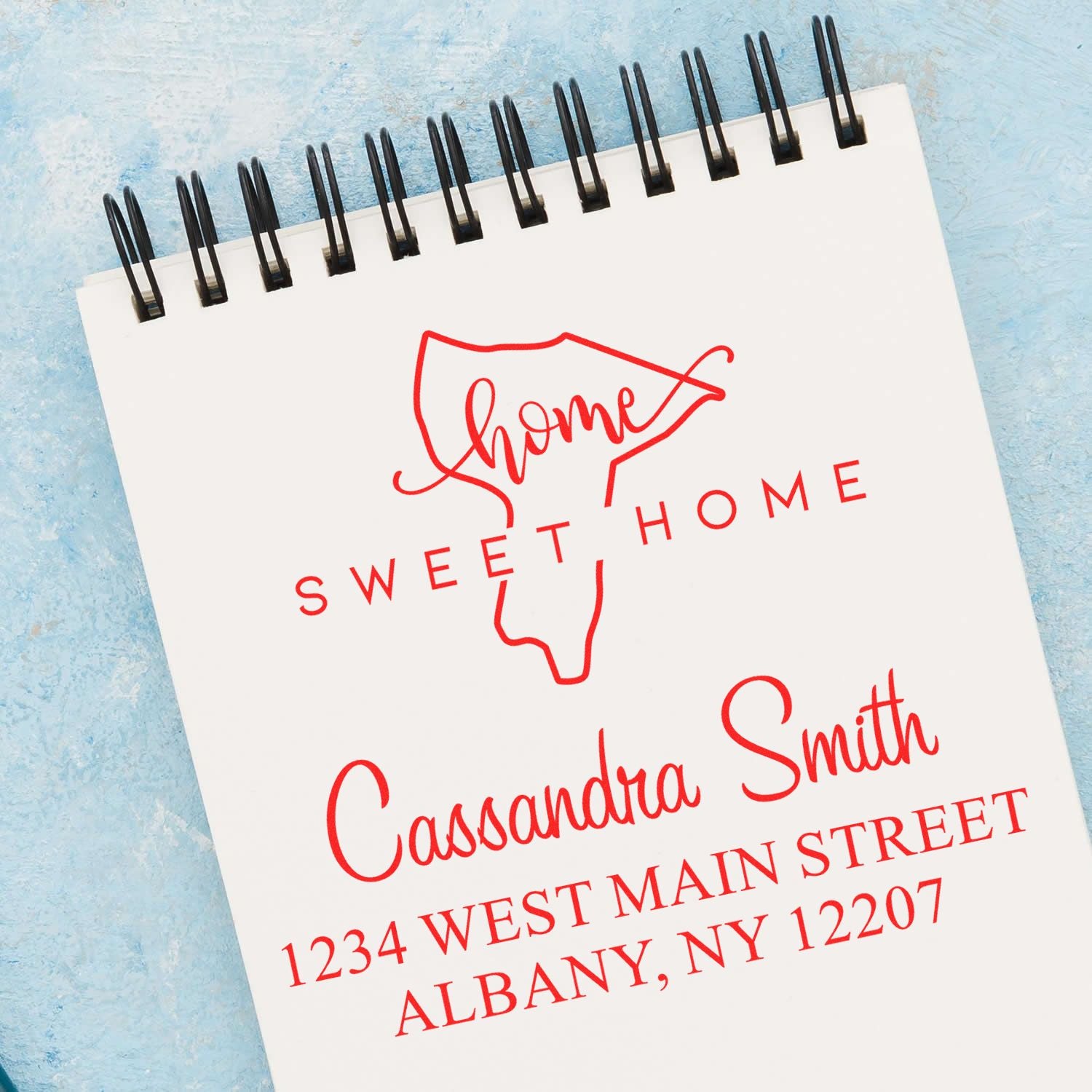 Wood Handle Home Sweet Home New York Personalized New Address Stamper