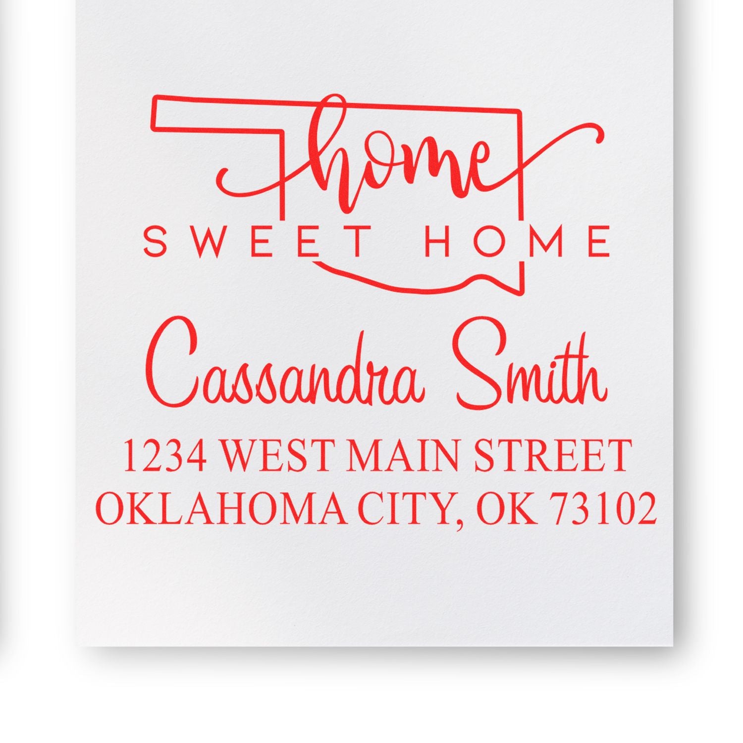 Wood Handle Home Sweet Home Oklahoma Personalized Home Address for Envelopes Rubber Stamp