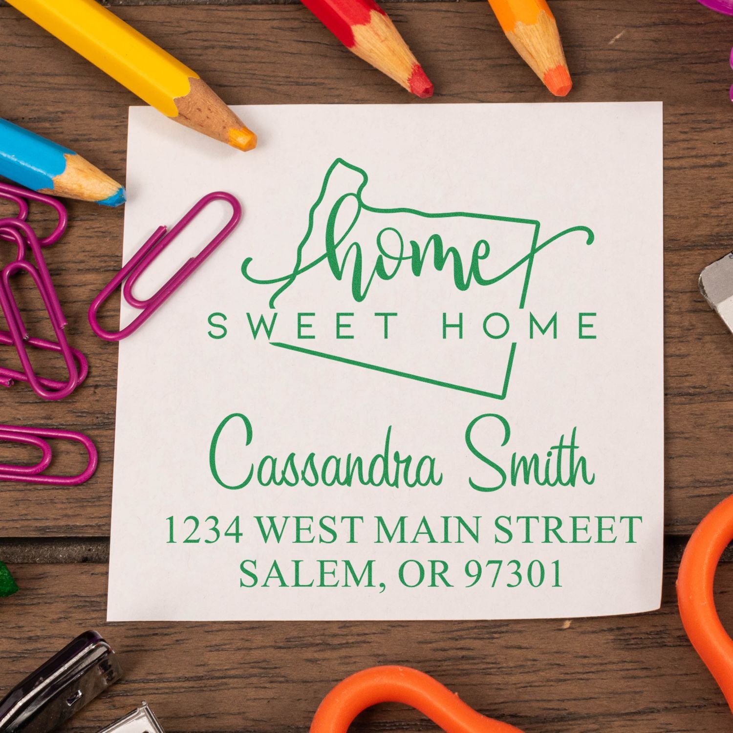 Self-Inking Home Sweet Home Oregon Custom Return Address Rubber Stamp