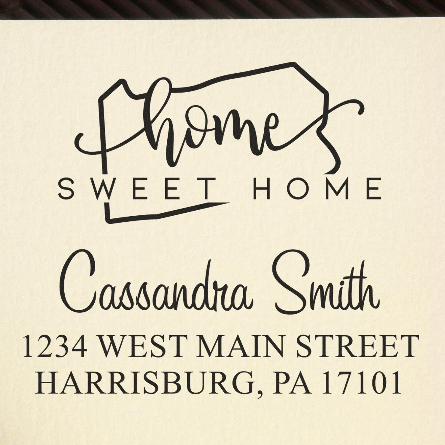 PSI Pre-Inked Home Sweet Home Pennsylvania Custom Mail Rubber Stamp