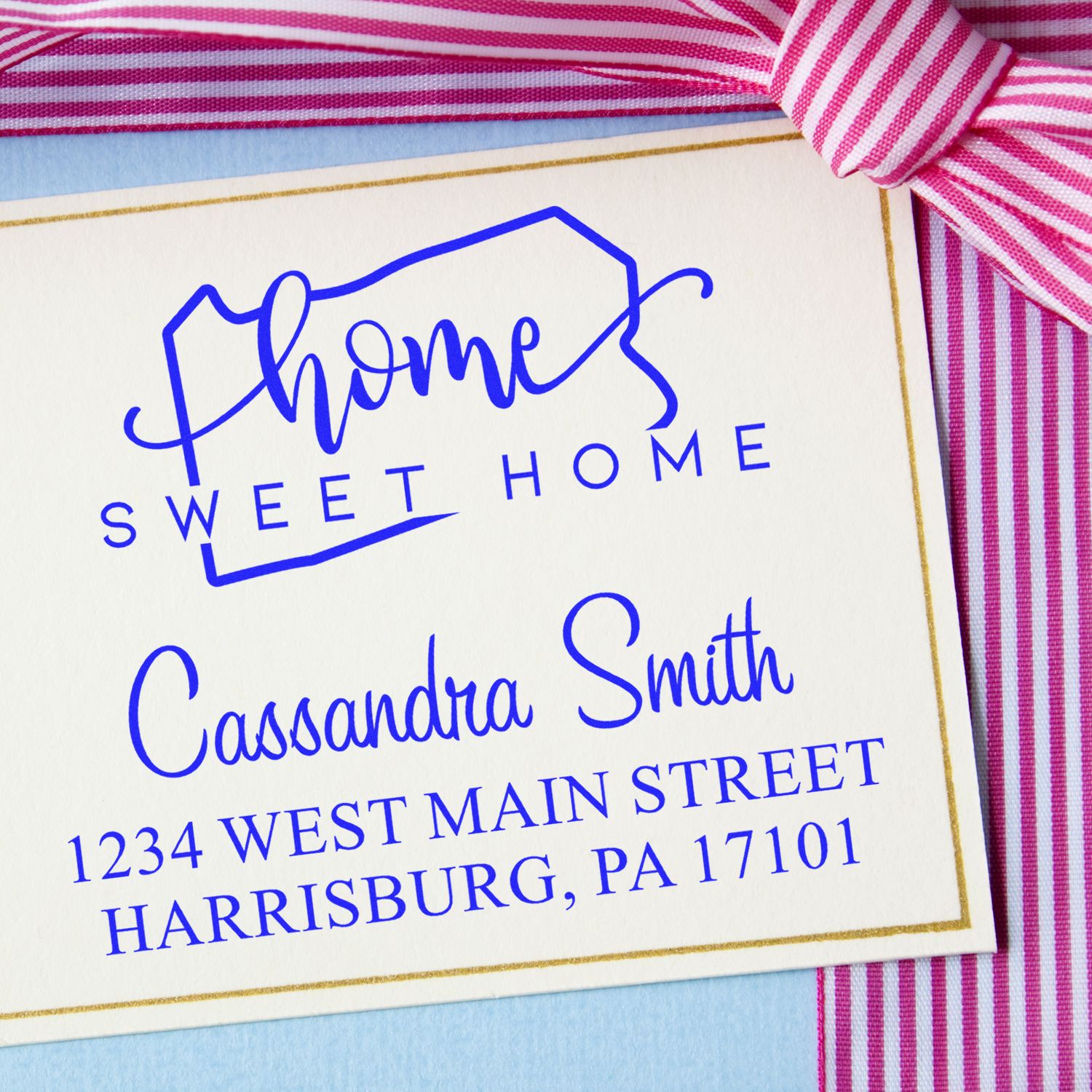 Self-Inking Home Sweet Home Pennsylvania Custom Name and Address Stamp