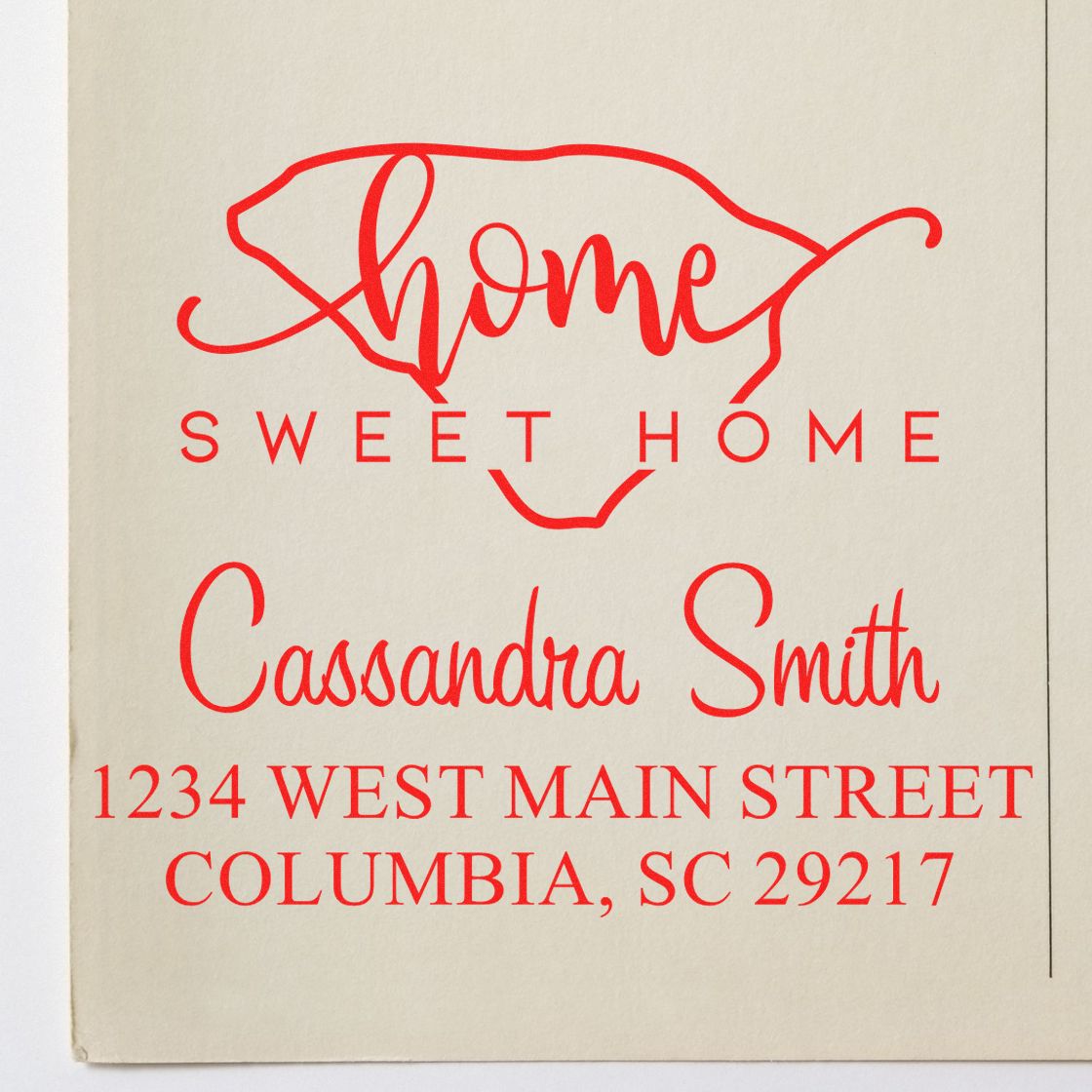 Wood Handle Home Sweet Home South Carolina Custom Address Stamp