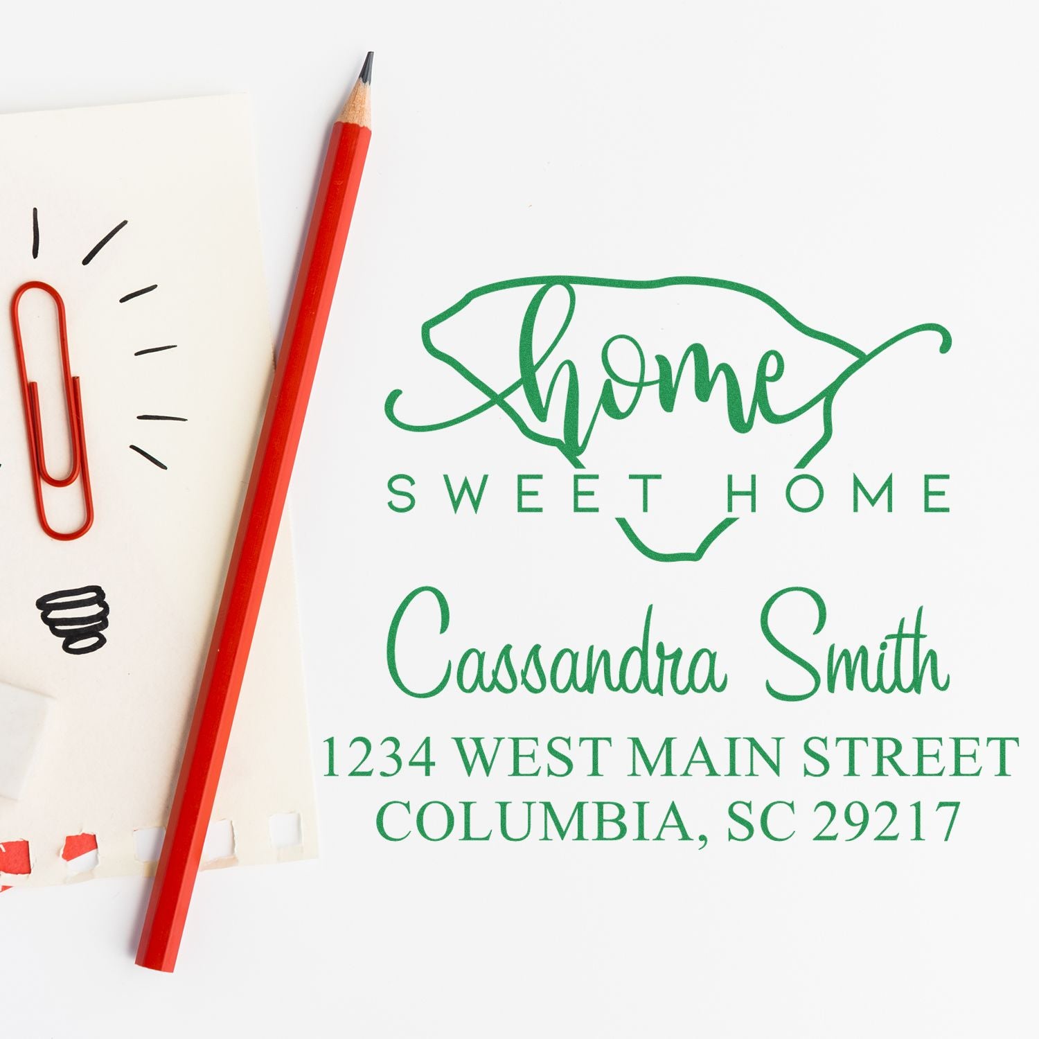 Wood Handle Home Sweet Home South Carolina Custom Address Stamp