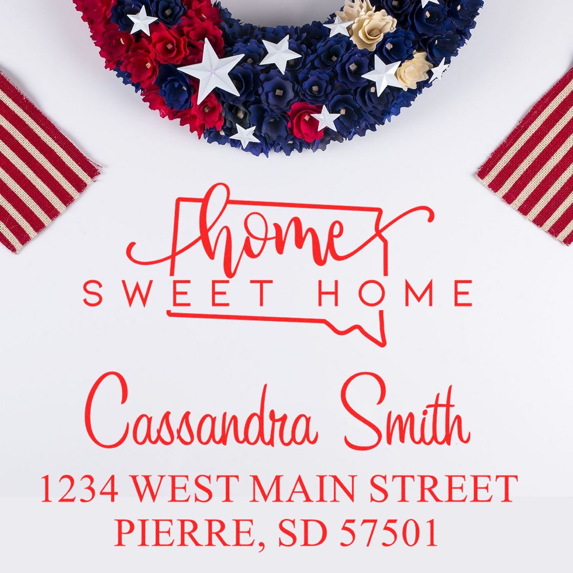 Slim Home Sweet Home South Dakota Custom Mailing Address Stamper