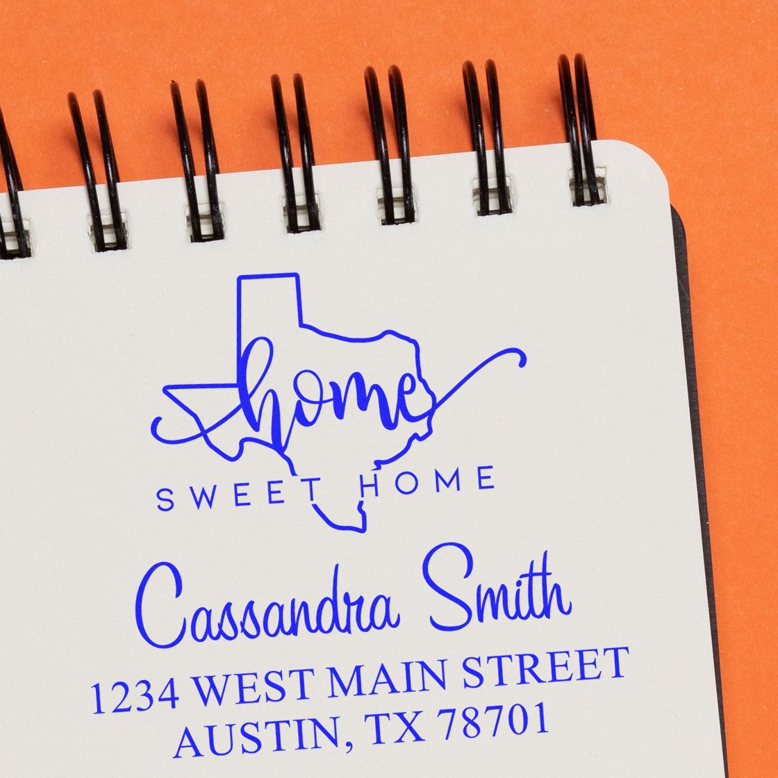 Wood Handle Home Sweet Home Texas Custom Return Address Stamp