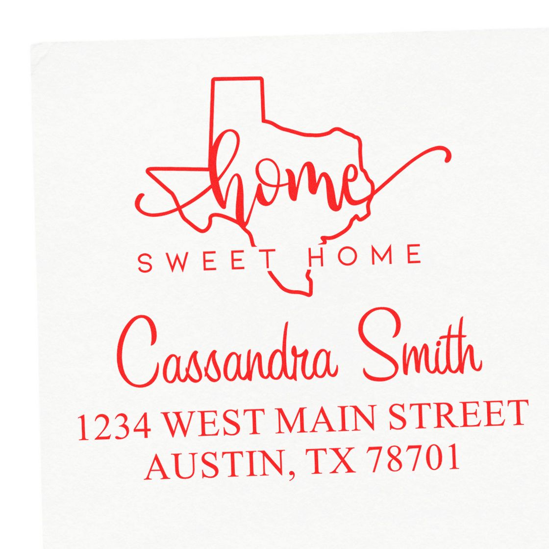 Wood Handle Home Sweet Home Texas Custom Return Address Stamp