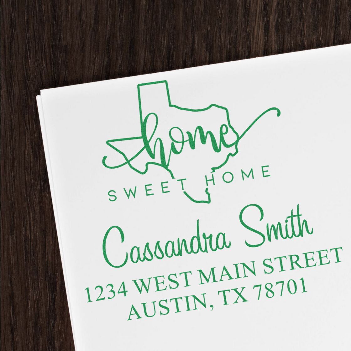 Wood Handle Home Sweet Home Texas Custom Return Address Stamp