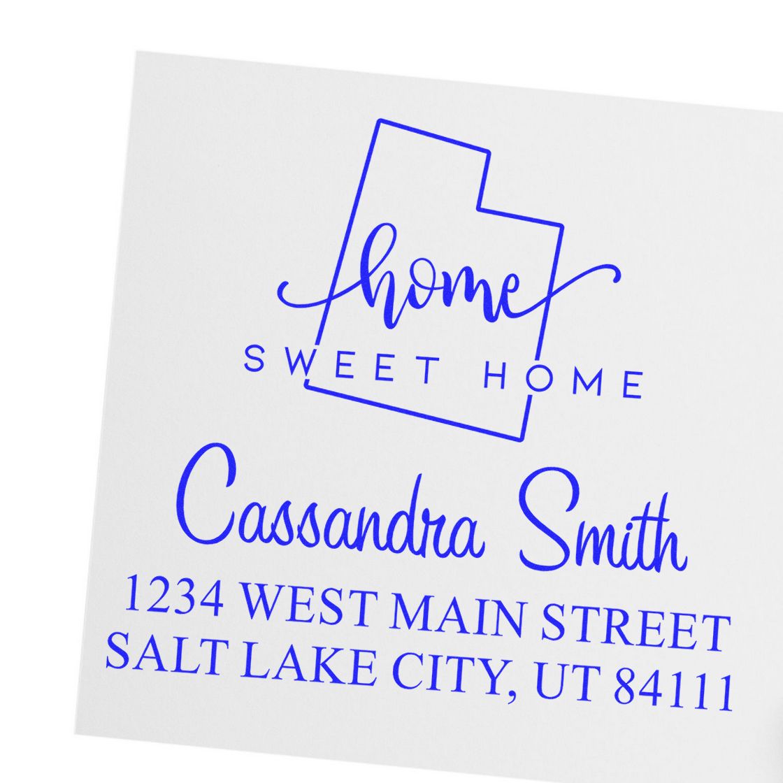 Wood Handle Home Sweet Home Utah Custom Return Address Stamper