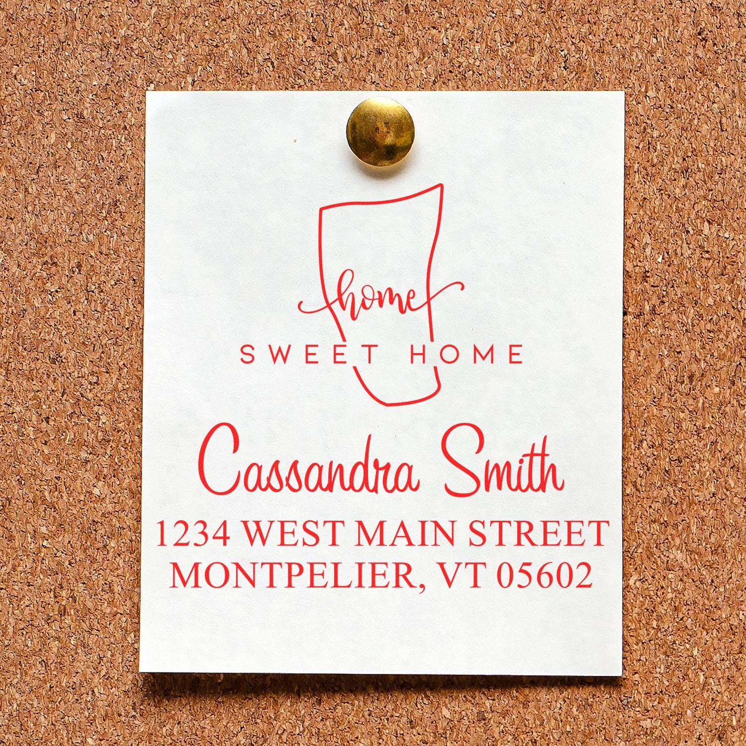 PSI Pre-Inked Home Sweet Home Vermont Custom Address Return Stamp