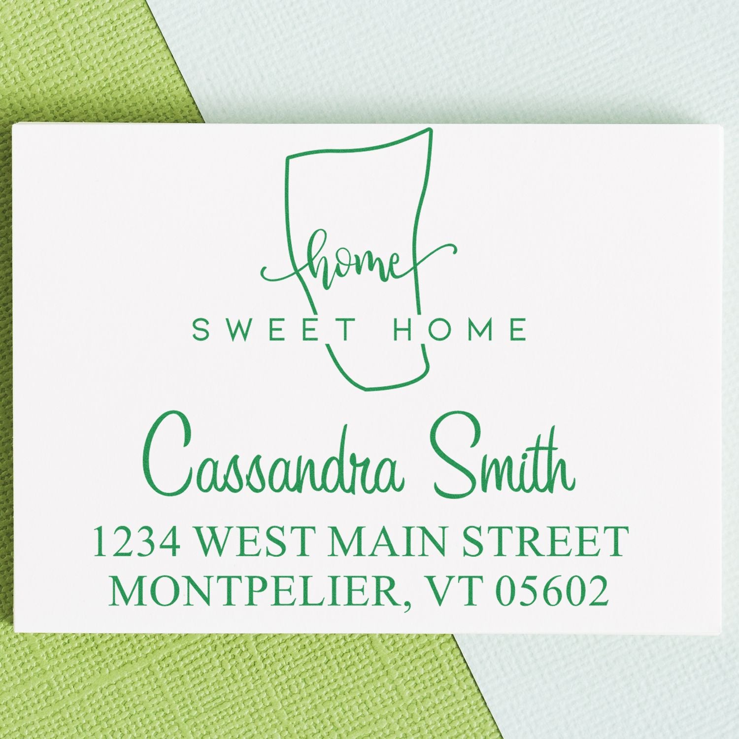 Slim Home Sweet Home Vermont Custom Mail Address Pre-Inked Stamp