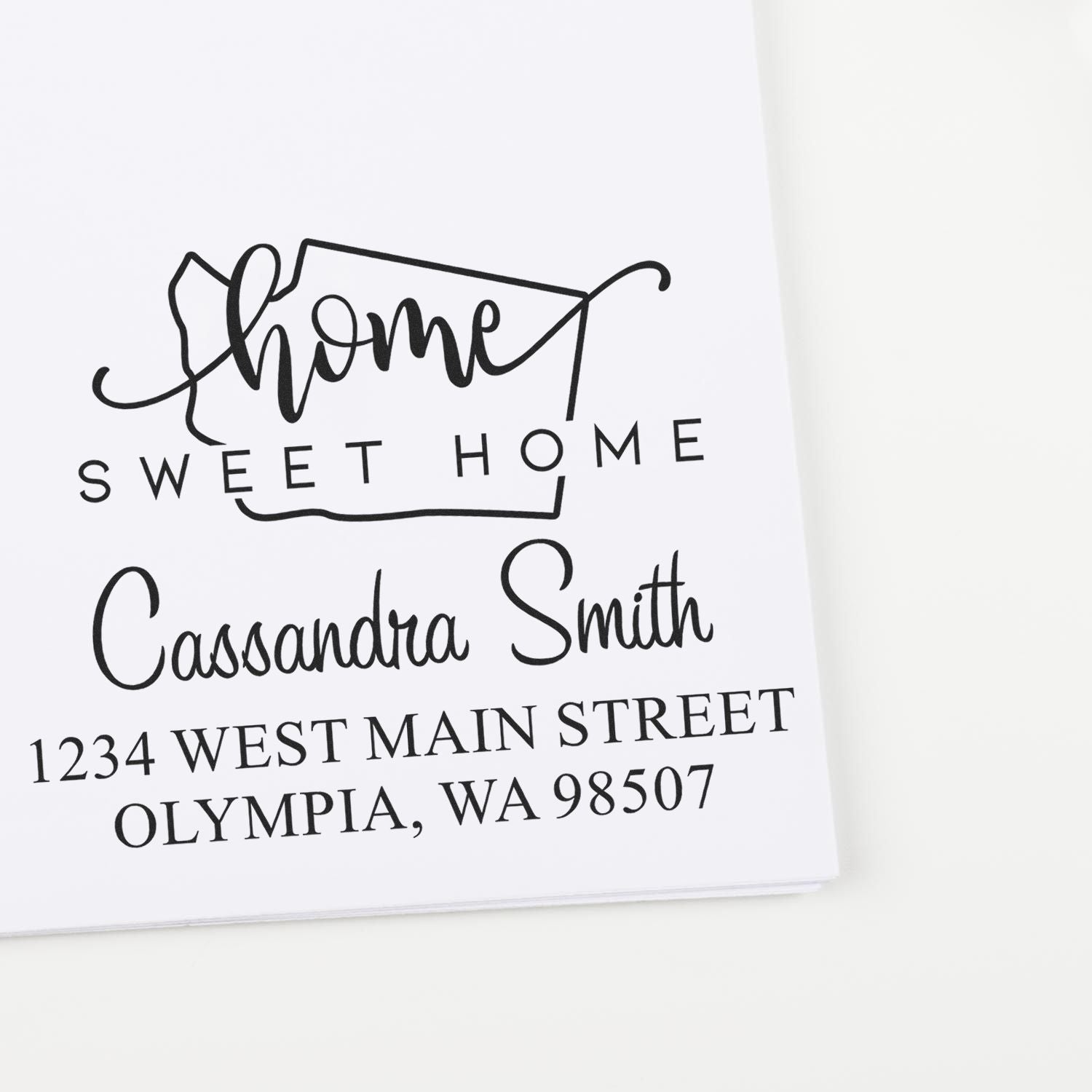 Wood Handle Home Sweet Home Washington Custom Name and Address Stamper