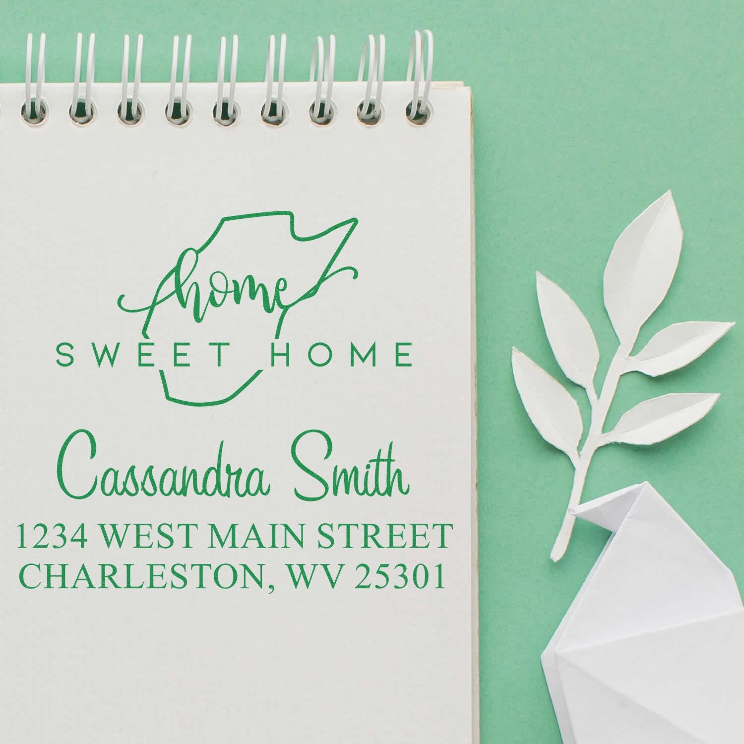 Slim Home Sweet Home West Virginia Custom New Address Pre-Inked Stamp