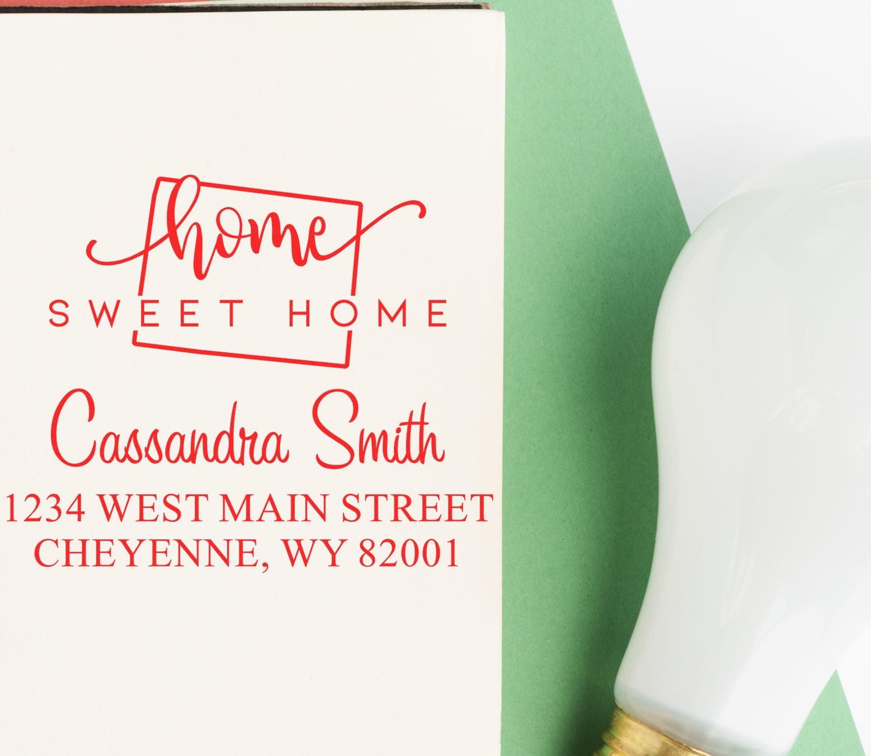 Slim Home Sweet Home Wyoming Custom Home Address for Envelopes Stamper