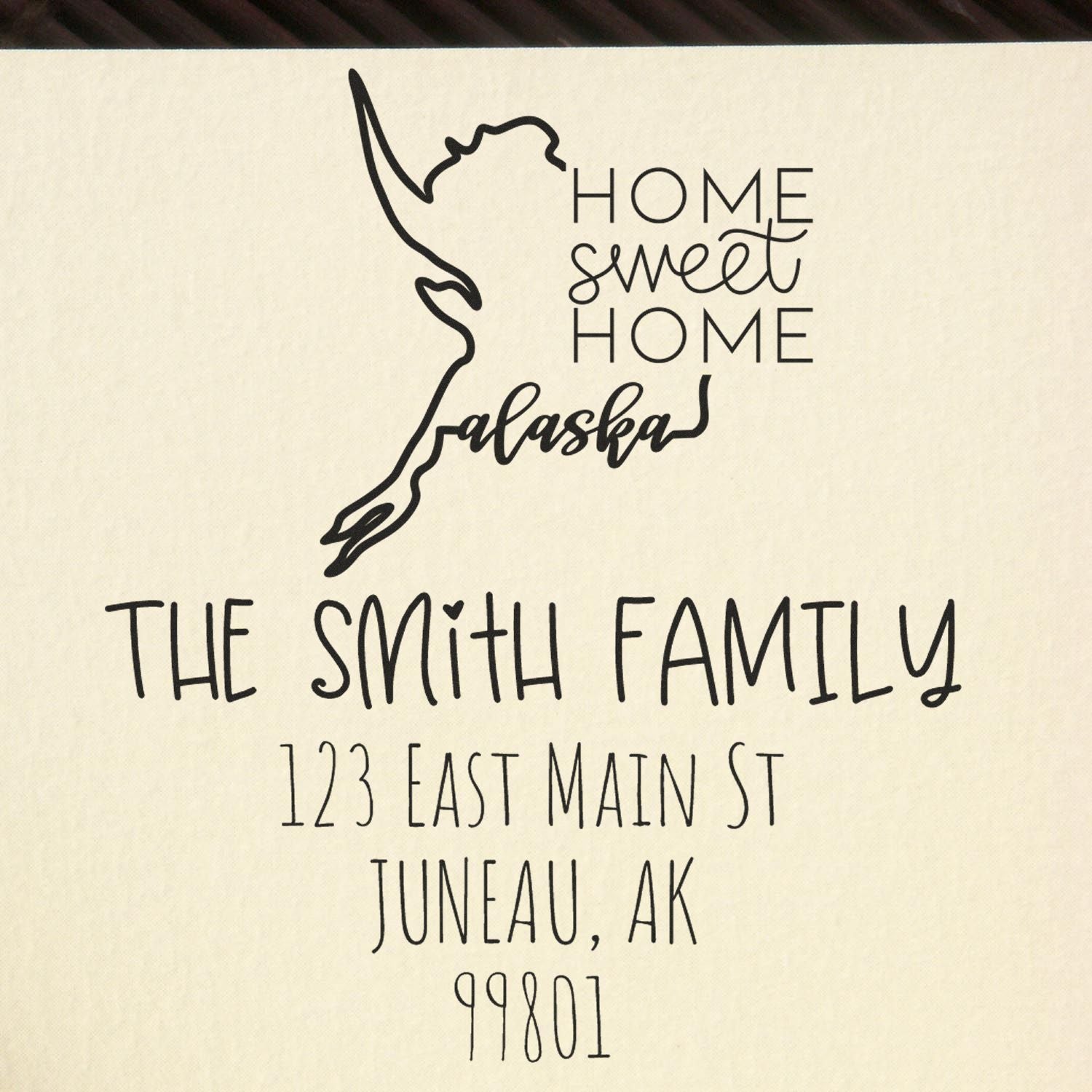 PSI Pre-Inked Alaska Home Sweet Home Custom Mail Address Rubber Stamp