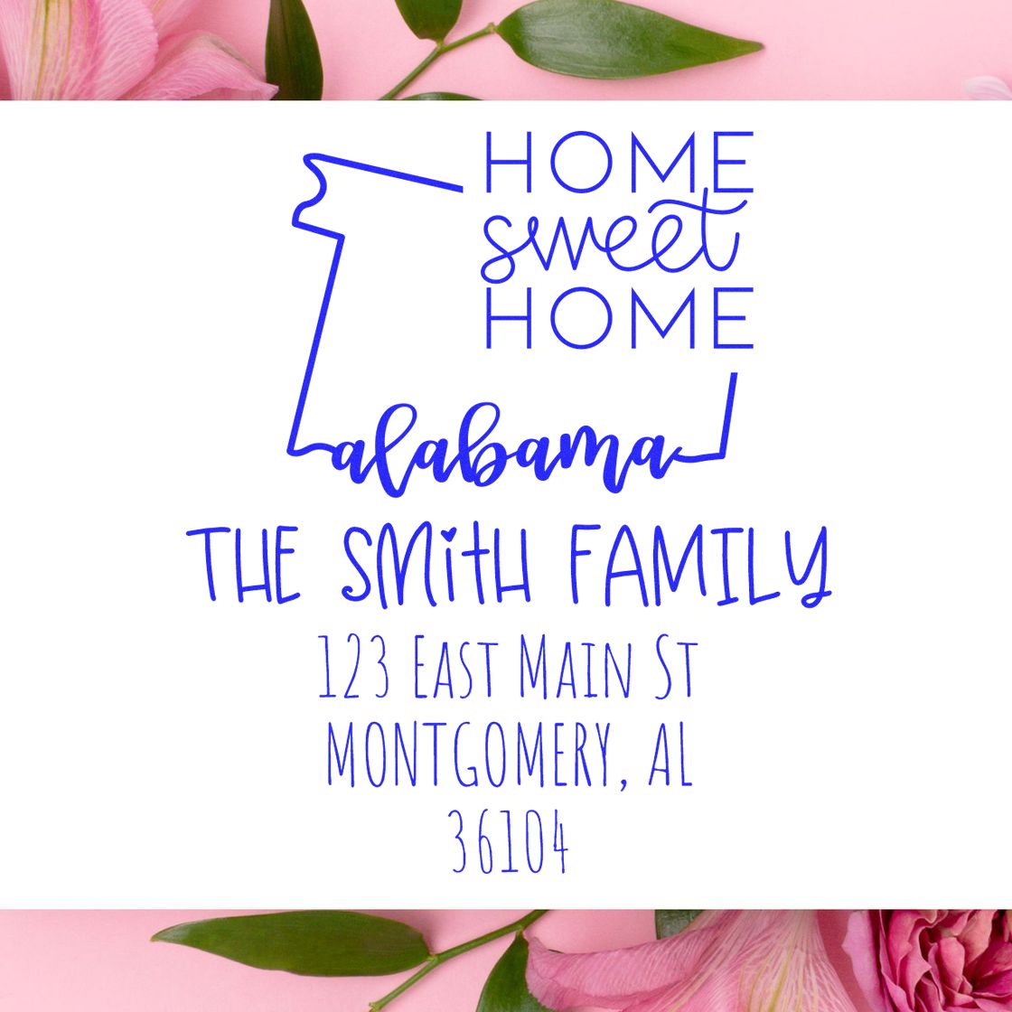 PSI Pre-Inked Alabama Home Sweet Home Custom Mail Address Stamper