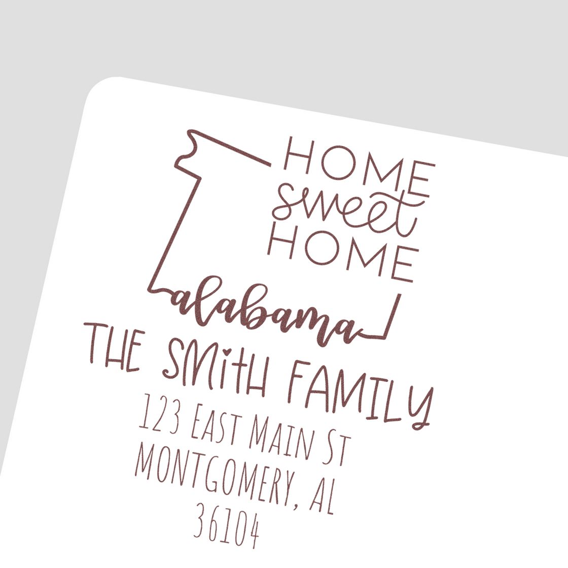 Wood Handle Alabama Home Sweet Home Custom Mail Stamp