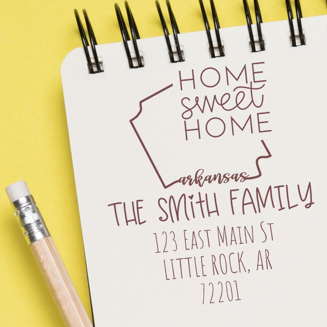 Slim Arkansas Home Sweet Home Customized Address Stamp