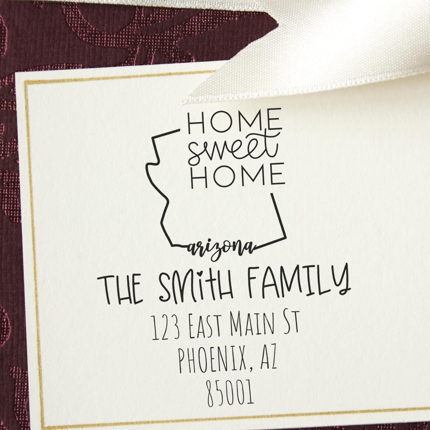 Slim Arizona Home Sweet Home Custom Address Label Pre-Inked Stamp