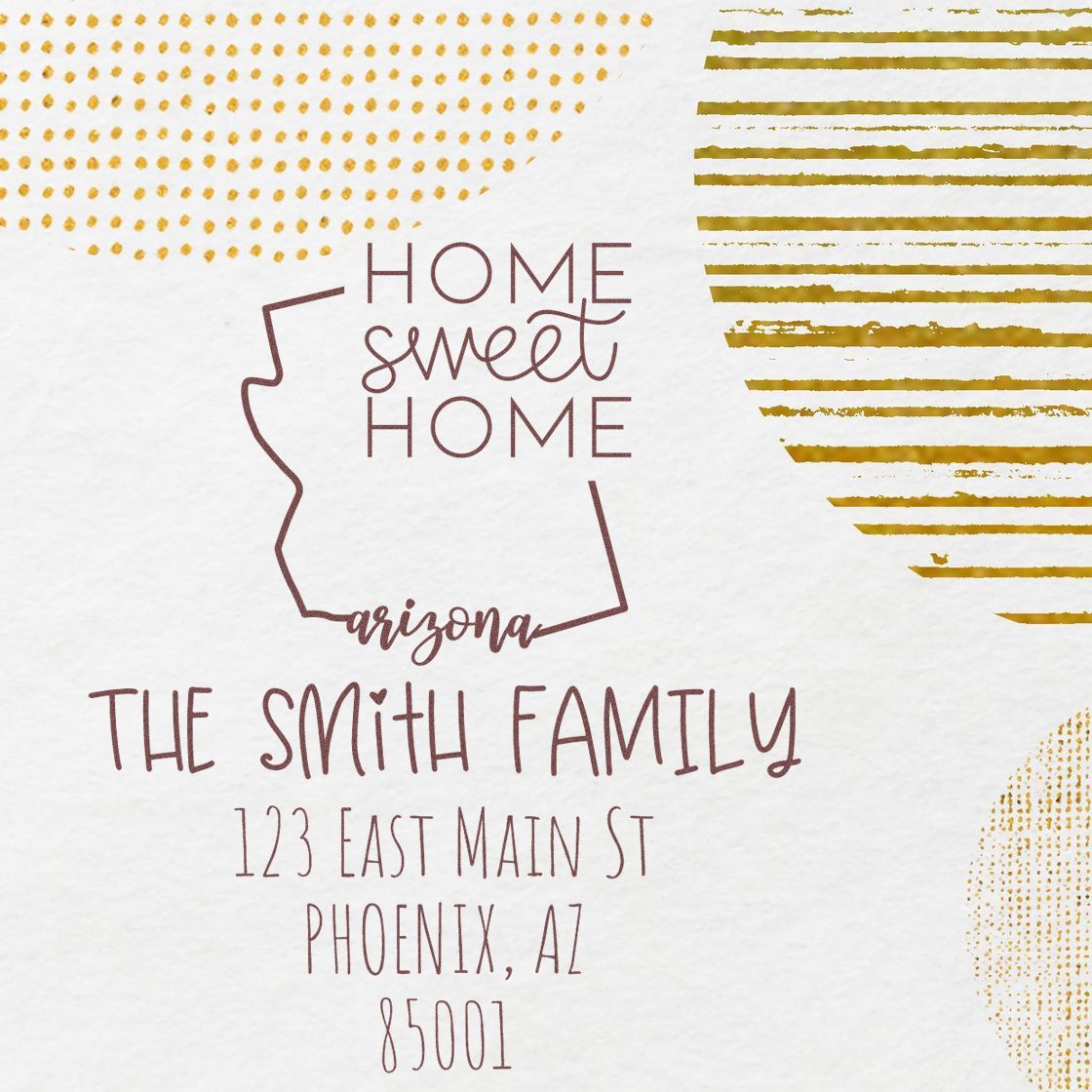 Slim Arizona Home Sweet Home Custom Address Label Pre-Inked Stamp