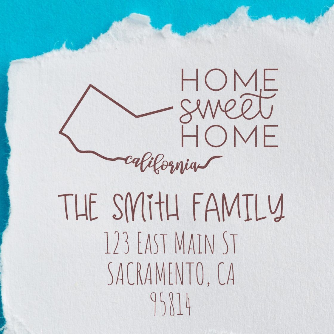 Wood Handle California Home Sweet Home Custom Home Address Stamper