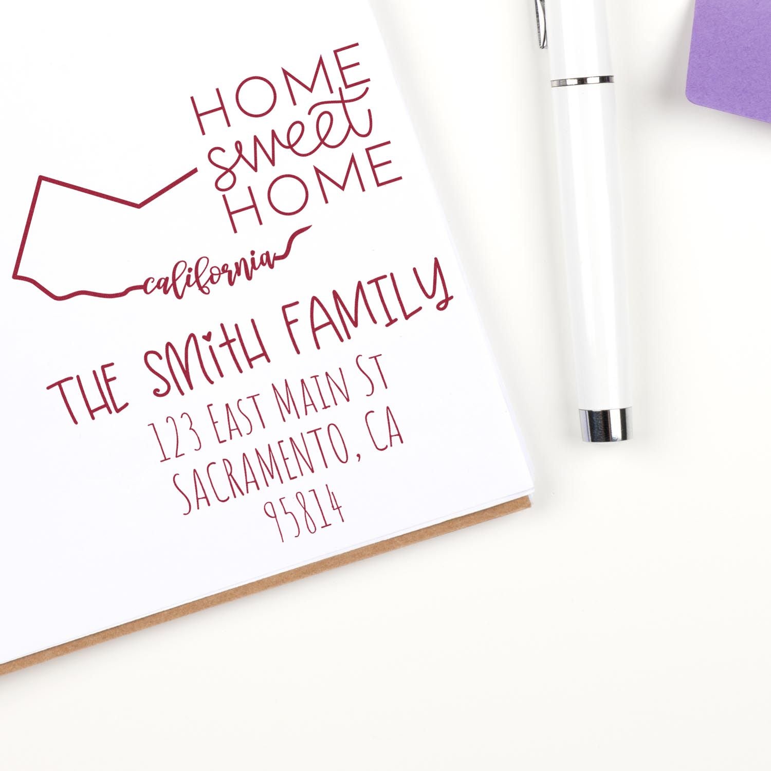 Self-Inking California Home Sweet Home Custom Mailing Address Stamp