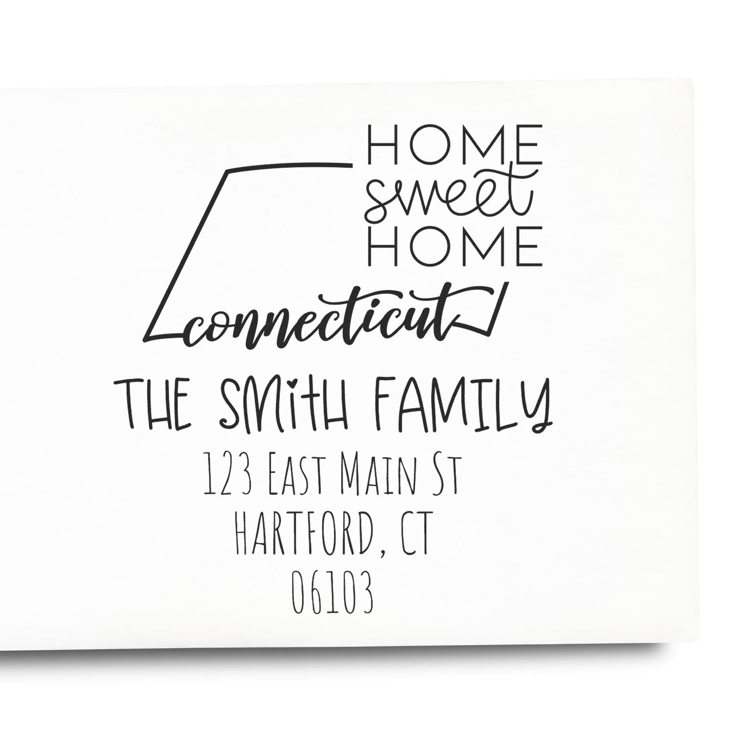 PSI Pre-Inked Connecticut Home Sweet Home Custom Home Address for Envelopes Stamper