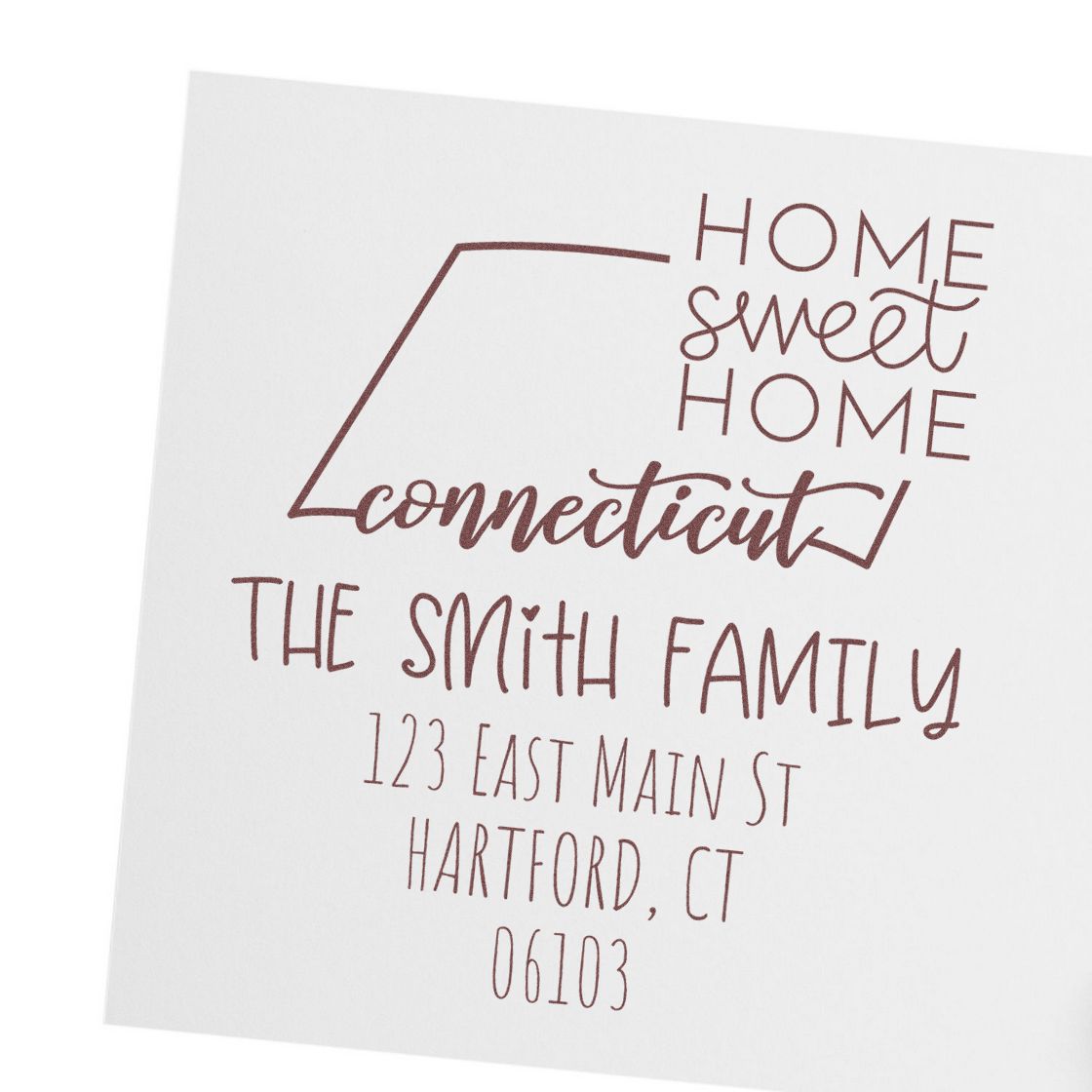 Slim Connecticut Home Sweet Home Customized Return Address Stamp