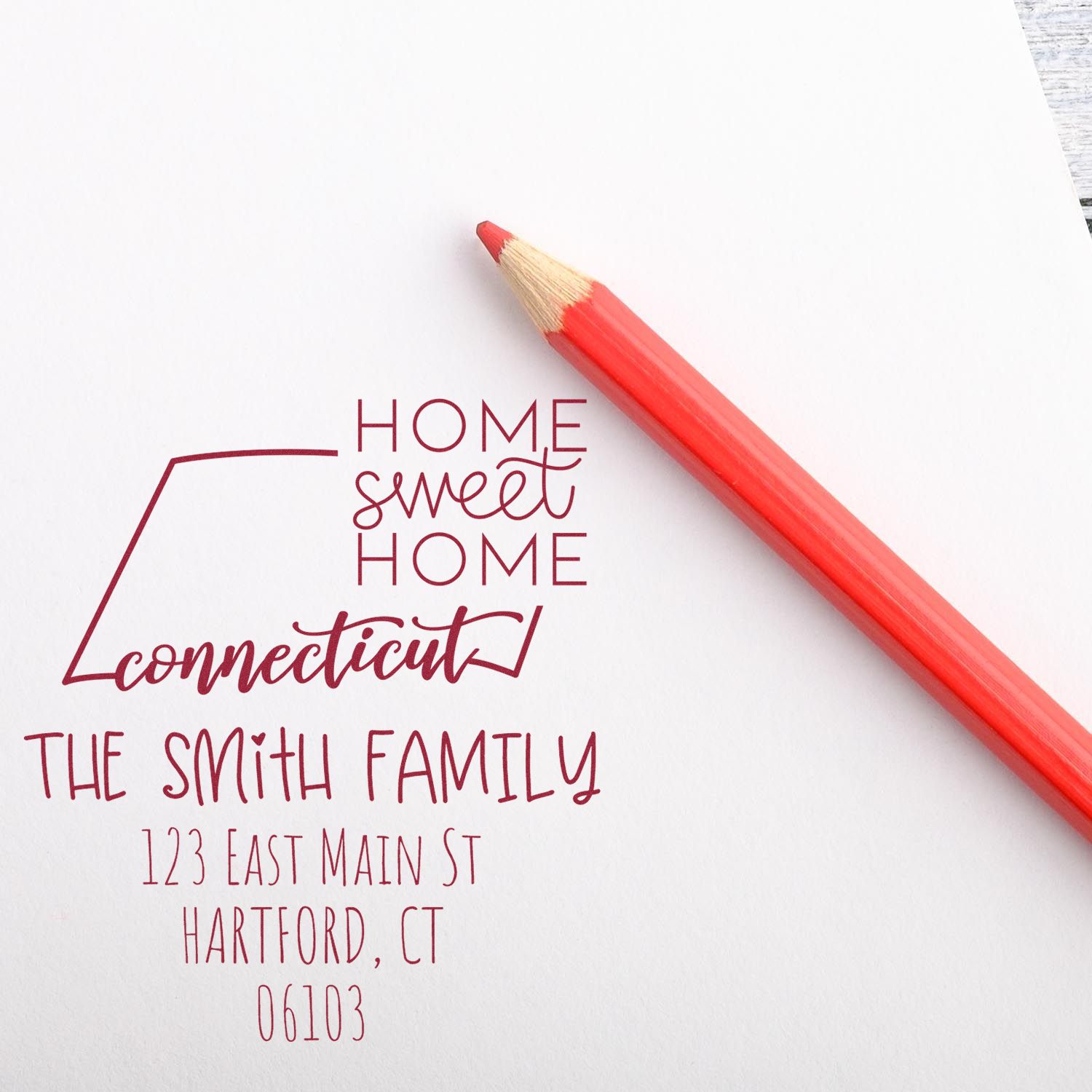 Slim Connecticut Home Sweet Home Customized Return Address Stamp