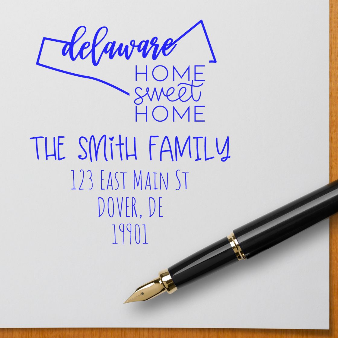 Wood Handle Delaware Home Sweet Home Custom New Home Address Stamper